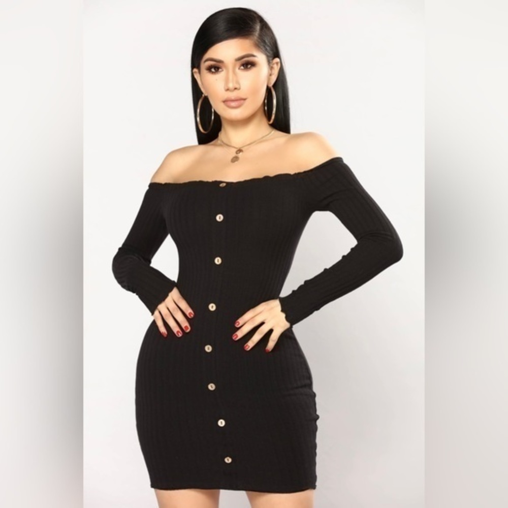 Fashion‎ Nova Black off shoulder mini dress Size M